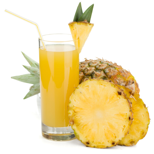 Ripe pineapple and juice glass